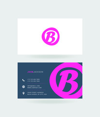 B Letter Logo with Business Card Template Vector.