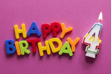 Number 4 happy birthday celebration candle