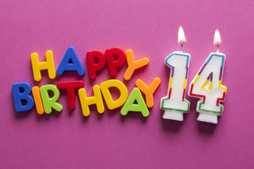 Number 14 happy birthday celebration candle