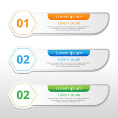 Vector steps, progress banners with colorful tags.