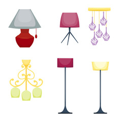 Flat electric lantern lamp lights fitting illuminator technology light bulb electricity vector illustration.