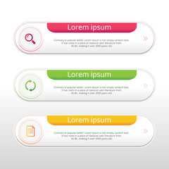 Vector steps, progress banners with colorful tags.