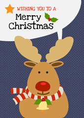 Merry christmas vector reinddeer charactor greeting card