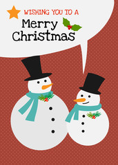 Merry christmas vector snowman family charactor greeting card