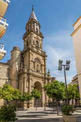 Fototapeta na wymiar Facade of church San Miguel in Jerez de la Frontera, Spain