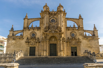 Obraz premium View at the facade of Cathedral in Jerez de la Frontera, Spain