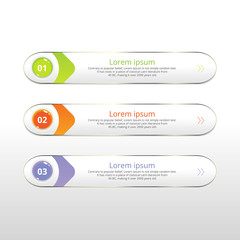 Vector steps, progress banners with colorful tags.
