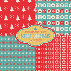 Seamless Christmas vector pattern collection