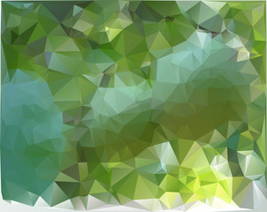 Abstract low poly background of triangles in green colors