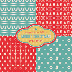 Seamless Christmas vector pattern collection