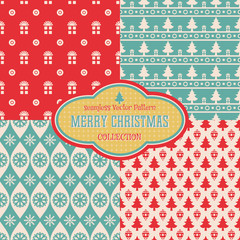 Seamless Christmas vector pattern collection