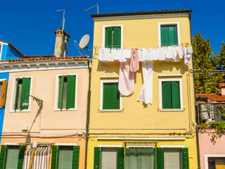 Color houses on Burano island, Venice, Italy