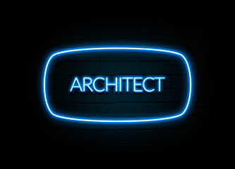 Architect  - colorful Neon Sign on brickwall