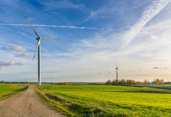 The wind turbine on the field in Belarus