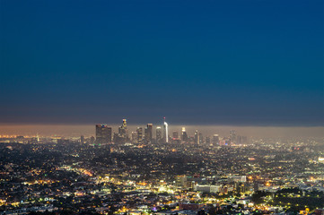 Obraz premium Los Angeles Downtown at night. Beautiful panorama cityscape.
