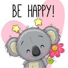 Fototapeta premium Be Happy Greeting card with Koala