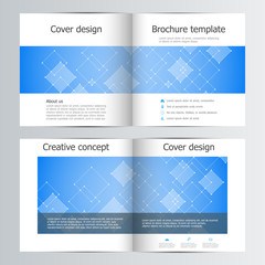 Square brochure template with polygonal abstract background. Medical, scientific and technological concept. Vector illustration.