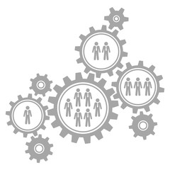 8 Business People Gears Border Graphics Grey