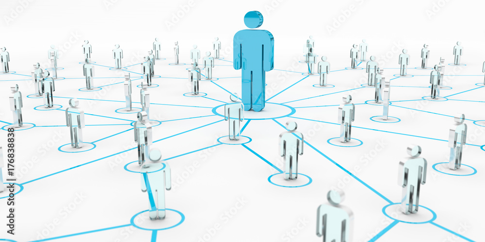 Poster leader connecting a group of people 3d rendering