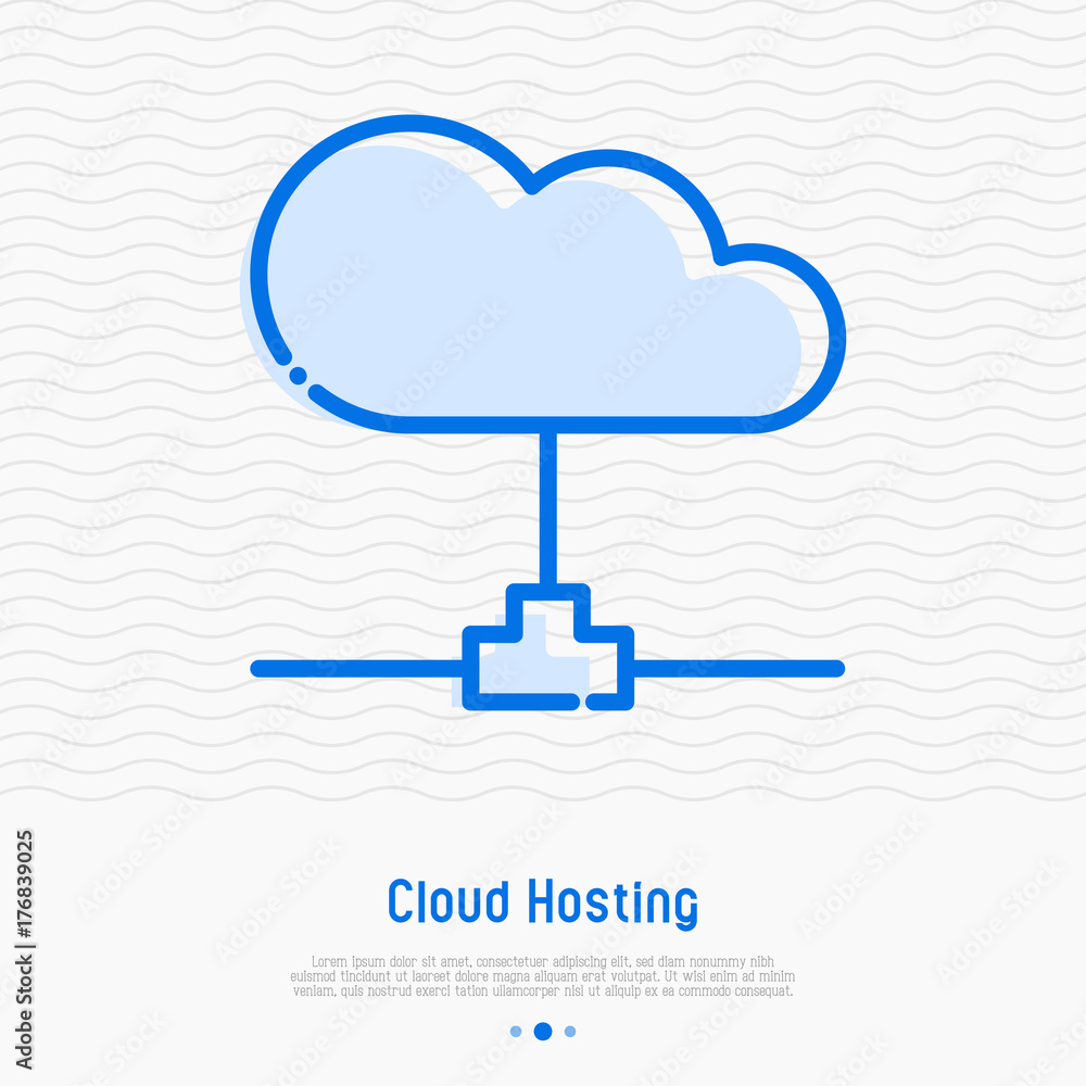 Poster cloud hosting thin line icon. simple vector illustration of server storage, cloud management, data s