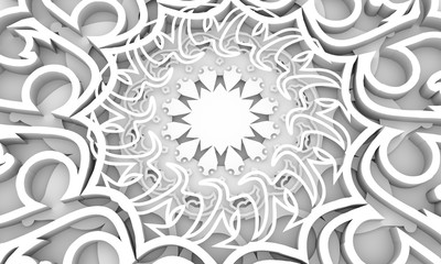 Decorative design element. Patterns with geometric ornament. Circular ornamental symbol. Islam, Arabic and Indian, ottoman motifs. 3D rendering