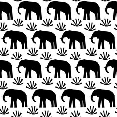 Abstract doodle seamless patten background. Monochrome black and white pattern