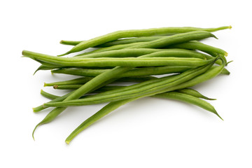 Green beans isolated on a white background.