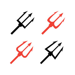 trident devil flat. Neptune red vector trident