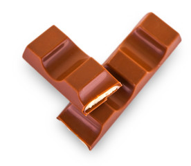 Chocolate bars close-up isolated on a white background
