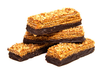 Chocolate wafers isolated on a white background
