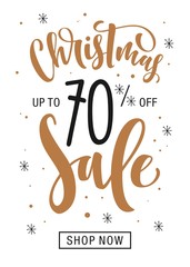 Fototapeta na wymiar Christmas Sale. Holiday poster for Christmas. Hand drawn calligraphy lettering text.