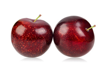 red cherry plum isolated on white background