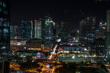 Fototapeta na wymiar A view of the night city of Manila, Philippines.