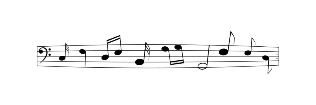 Musical notes line. Edging illustration of white background