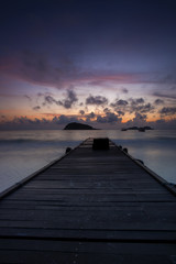 scenery of sunset at Redang Island,Terengganu,Malaysia. Soft focus,motion blur due to long exposure. visible noise due to high iso