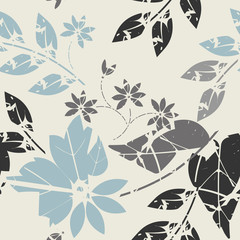 Beautiful seamless pattern with abstract flowers and leaves