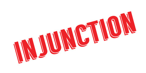 Injunction rubber stamp. Grunge design with dust scratches. Effects can be easily removed for a clean, crisp look. Color is easily changed.
