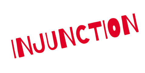 Injunction rubber stamp. Grunge design with dust scratches. Effects can be easily removed for a clean, crisp look. Color is easily changed.
