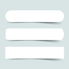 Set of three paper empty banners. Origami white tags template on light blue backgound. Vector illustration, eps 10