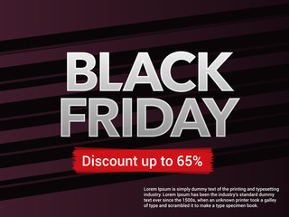 Black friday sale banner. Template with lines for advertising and site. Poster Sale. Great discounts. Brush strokes. Vector illustration.