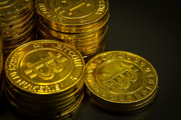 The golden Bitcoins  virtual currency coin image idea for such as background