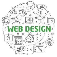 Web Design Linear illustration slide for the presentation