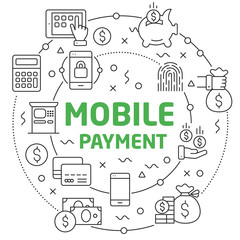 Mobile payment Linear illustration
