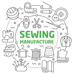 Sewing Manufacture Linear illustration