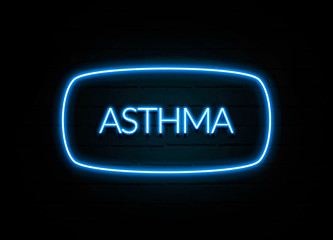 Asthma  - colorful Neon Sign on brickwall