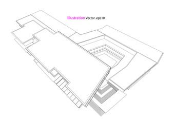 architecture drawing modern structure steel vector