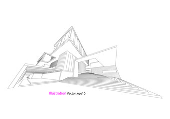 architecture drawing modern structure steel vector