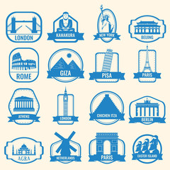 Fototapeta premium World landmarks. Travel and Tourism. Landmarks icons set. Vector