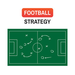 vector strategy football. Football or soccer game strategy plan isolated on blackboard texture with chalk rubbed background