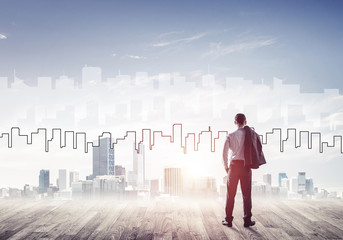 Motivation and inspiration concept with modern cityscape and bus